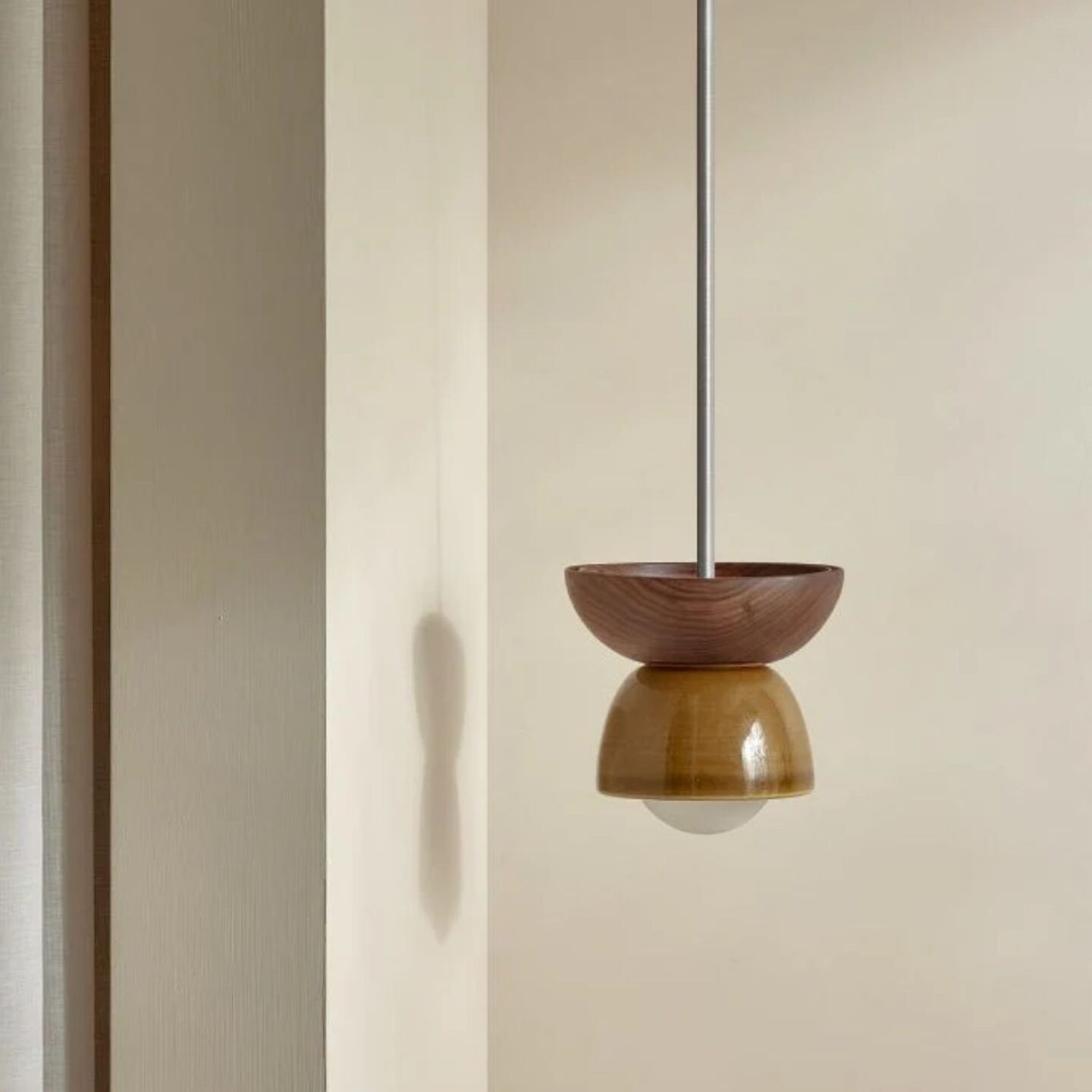 Terra 00 Pendant Light - Solid Rod Chartreuse, Walnut, Brushed Nickel